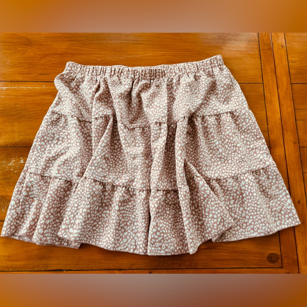Pink and White Tiered Mini Skirt